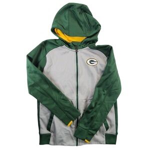 NFL Green Bay Packers Youth Medium Green Grey Full Zip Hoodie Jacket Gameday Fan